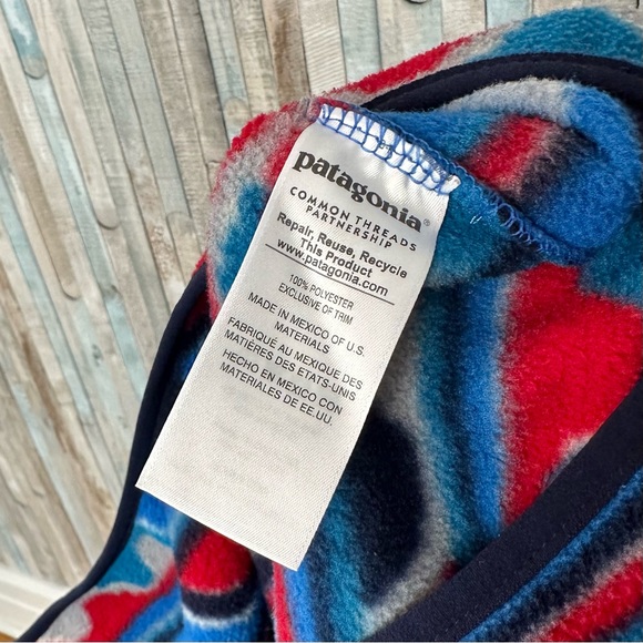 Patagonia M Synchilla Snap T Fleece Pullover Sweatshirt Jacket Delta Blue Print - Picture 6 of 10